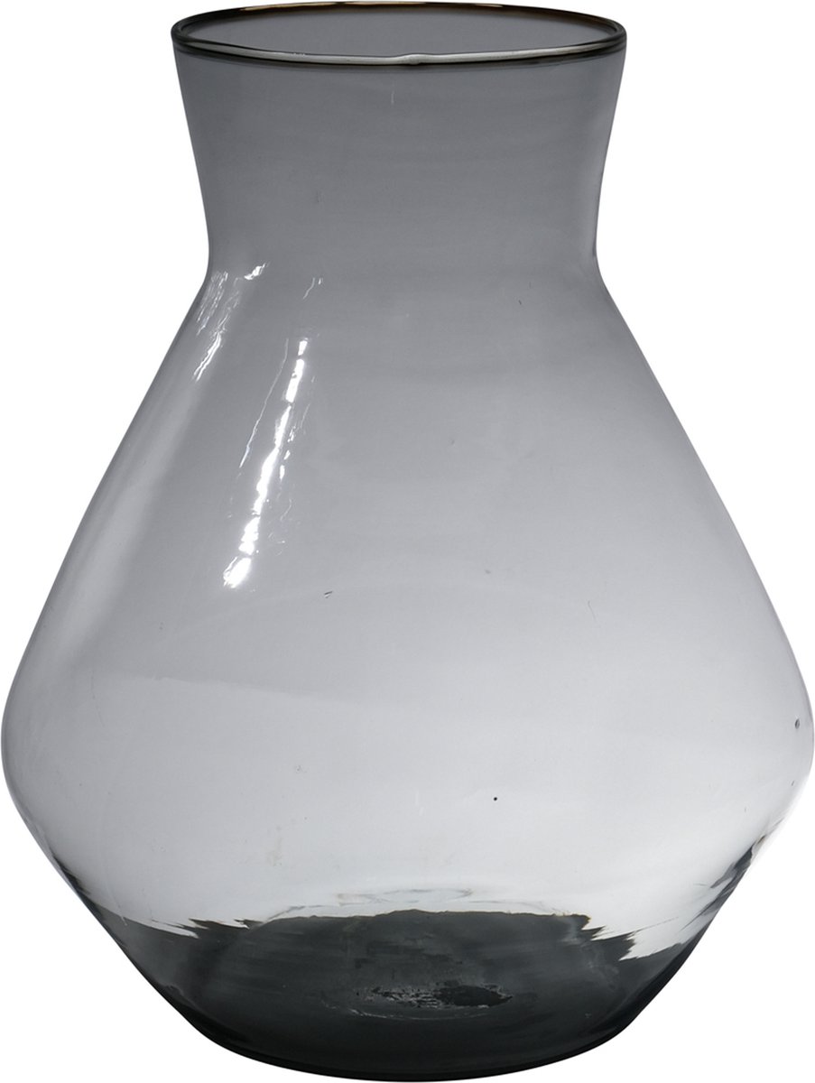 Hakbijl Glass Bloemenvaas Alexandra - transparant zwart - eco glas - 25 x 30 cm - smoke glas