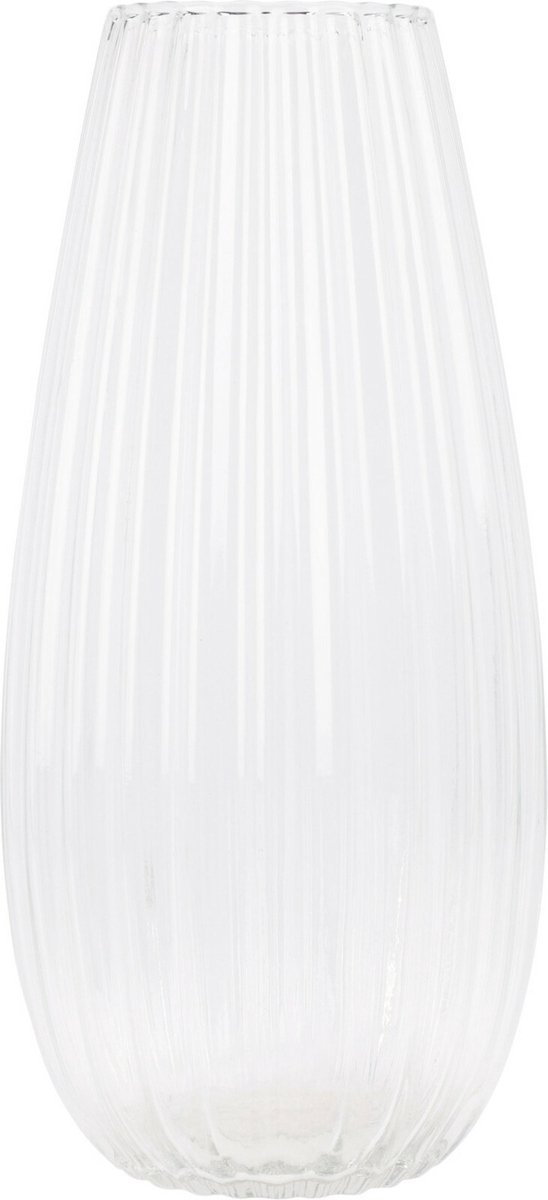 Home & Styling Vaas Felicia - glas met streep relief - transparant - D17 x H37 cm