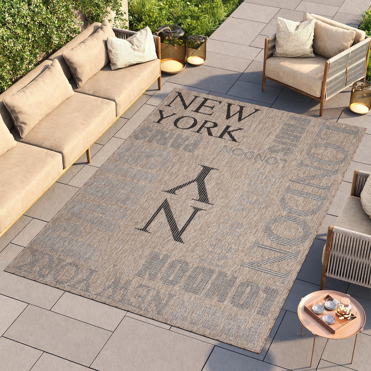 Tapiso Melissa Vloerkleed Bruin Binnen Buiten Tapijt voor Terras Tuin Balkon Maat- 200x290 Bruin 9