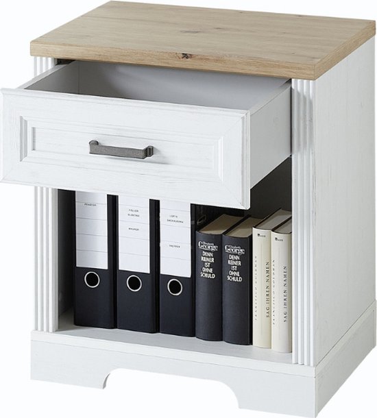 Caisson De Rangement Bureau En Pin Massif Blanc - 40x50x75 Cm Avec Tiroir Et Porte - à Fixer Au Mur - 2