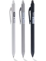 Ainy - Monochrome Uitwisbare Pen - set van 3 zwarte uitgumbare pennen voor in je etui - stijlvol balpen / balpennen voor college en werkomgeving