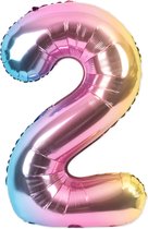Festivz Gradient Cijfer Ballon 2 - Gradient – 81 CM - Decoratie – Feestversiering – Gradient - Verjaardag - Bruiloft - Feest