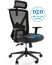 Backerz® Ergonomische Bureaustoel voor Volwassenen Volledig Verstelbaar - NEN-EN1335 gecertificeerd tot 150kg - Office Chair - Gamestoel - Motion Mesh, Zwart
