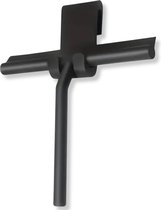 Raclette de douche en caoutchouc noir Antusias® avec crochet de suspension - Empêche les dommages au verre - Accessoire de nettoyage de salle de bain - Raclette de douche suspendue