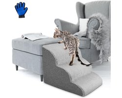 Hondentrap voor kleine honden, Couleeur 3 treden antislip draagbare huisdiertrap voor bed en bank gemaakt van spons met hoge dichtheid, wasbare ladder huisdiertrap voor oudere gewonde huisdieren (3 stappen)