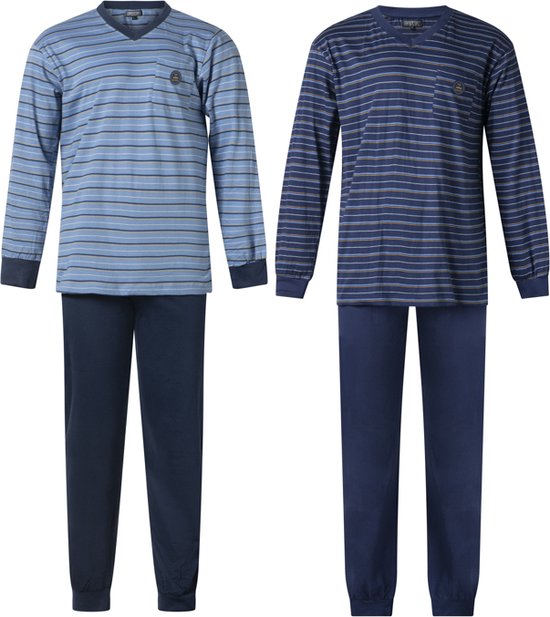 2 Heren pyjama's 411690 van Gentlemen in blauw en navy maat XL