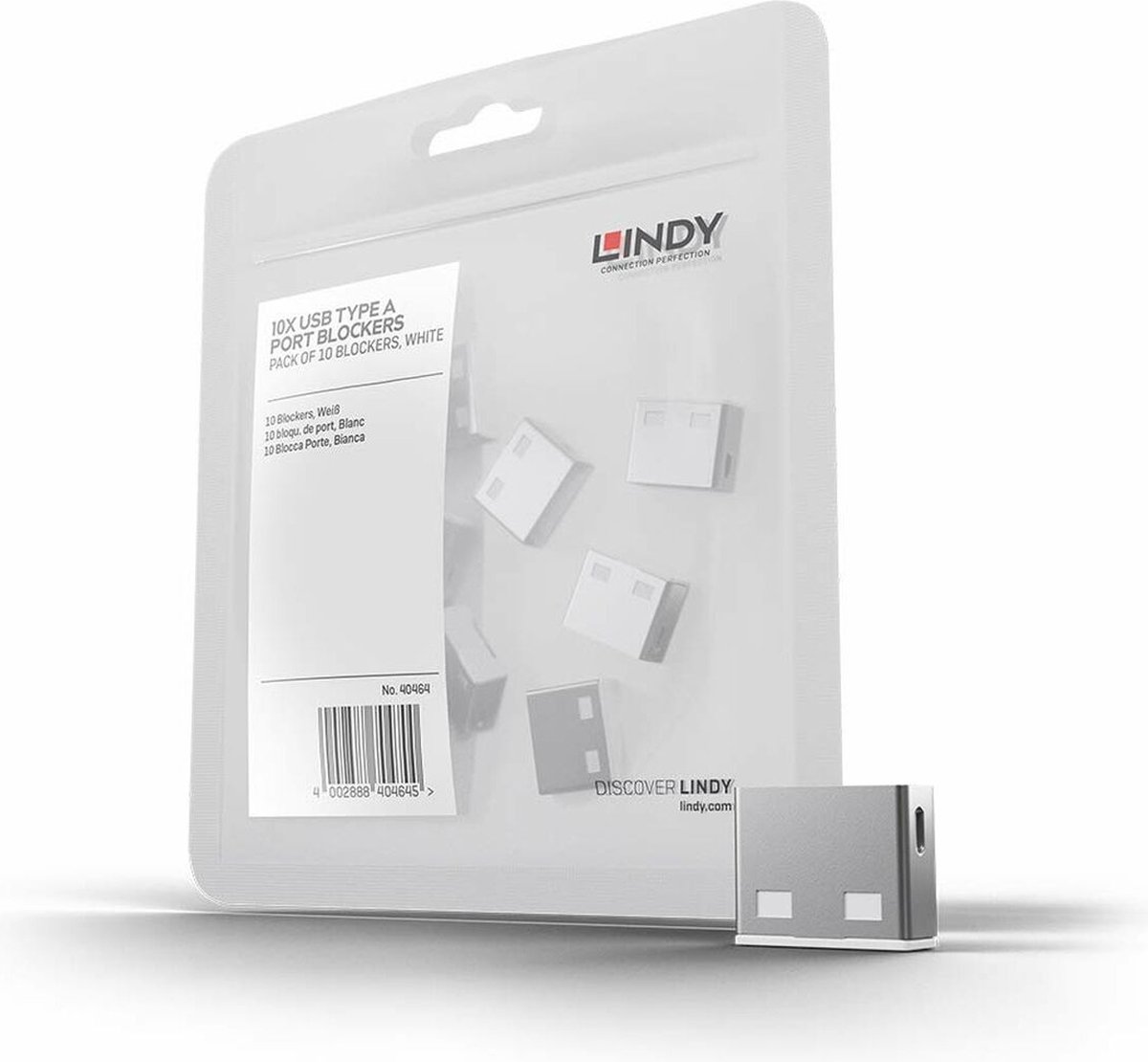 Lindy USB Port Blocker - USB-poortblokker - wit (pak van 10)