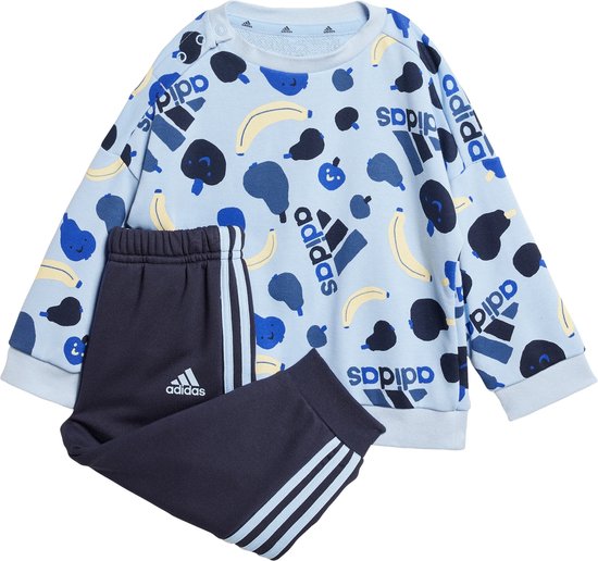 Foto: Adidas sportswear essentials allover print joggingpak kids kinderen blauw 98