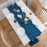 Tafelkleed, tafelloper, van chiffon, tafeldecoratie, 300 cm, blauw