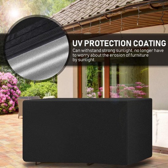 Housse pour meubles de jardin, housse Oxford 420D, ensembles de meubles avec cordon de serrage, imperméable, coupe-vent, résistant aux UV, bâche pour meubles de jardin, ensembles, housse de canapé, meubles de jardin (270 x 180 x 89 cm)