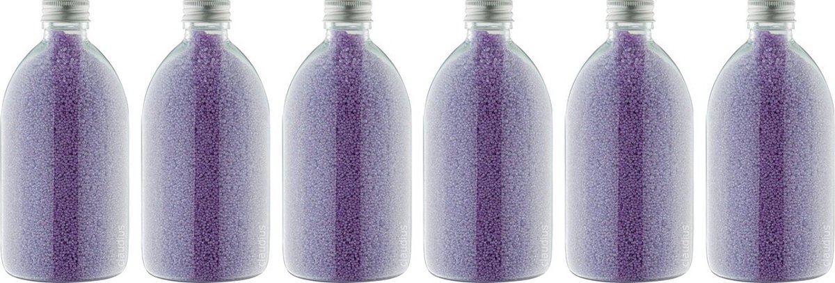 Goedkoopste Badkaviaar Lavendel - 400 gram - Fles met aluminium dop - set van 6 stuks - bad parels voor in bad