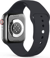 Zachte Siliconen Sport Band S/M - Zwart - Geschikt voor Apple Watch 42mm - 44mm - 45mm - 49mm - Waterproof smartwatchband voor iWatch series Ultra 9 8 7 6 5 4 3 2 1 SE grote modellen