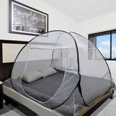 Pop-up klamboe, opvouwbare klamboe voor tweepersoonsbed, bed baldakijn, insectenbescherming, met draagtas, 200 x 180 x 145cm, wit