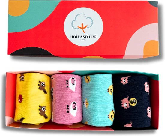Holland Hug - 4 paires - Chaussettes pour hommes et femmes - Cadeaux amusants - Happy Socks