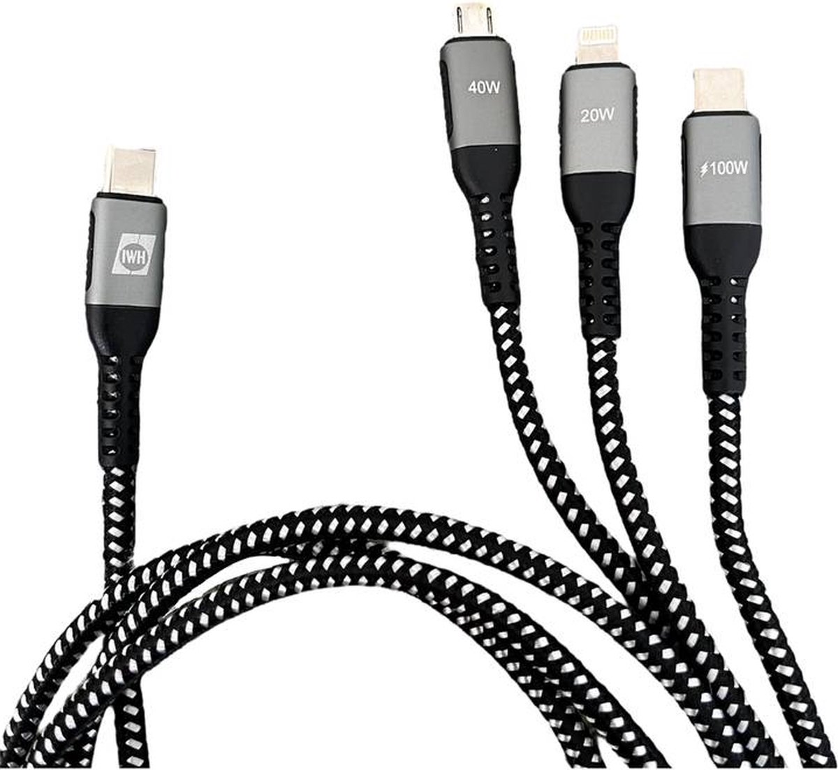 IWH 019057 USB-laadkabel USB-C, USB-micro-A bus, Apple Lightning stekker 1.20 m