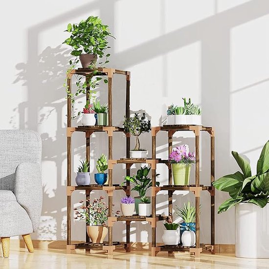 Blumenregal Holz Blumenständer Pflanzentreppe Balkon Indoor Metall Dekoregal DE