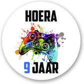 25x Game Controller stickers - 9 jaar -Verjaardag stickers - Gamen - Controller - Sluitstickers - Kinderfeest Traktatie - Uitdelen - Uitdeeltraktatie - Wensetiket - Rond - 40mm - Glossy sticker