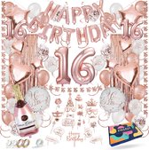 Fissaly Décoration d'Anniversaire Rose Doré pour les 16 Ans - Ballons Hélium, Latex & Confettis en Papier