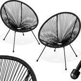 tectake® - Balkonset - Tuinset - Set van 2 stoelen Santana - Acapulco-stijl - Iconisch design - Voor binnen of buiten - zwart