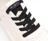 elastische veters-schoenveters -nooit meer strikken- zwart met zwarte clip-2 stuks