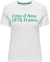 Only T-shirt Onlsinna Life Reg S/s France Top Bo 15320504 Cloud Dancer/azur Dames Maat - XS