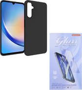 Soft Back Cover Hoesje Geschikt voor: Samsung Galaxy A15 Silicone - Zwart + 3x Tempered Glass Screenprotector - ZT Accessoires