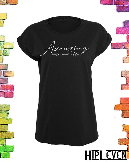 Zwart dames shirt Amazing | Zwart maat 4XL