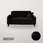 BankhoesDiscounter Velvet Voorgevormde Bankhoes – M2 (130-175cm) – Zwart – Sofa Cover – Bankbeschermer – Bankhoes Stretch