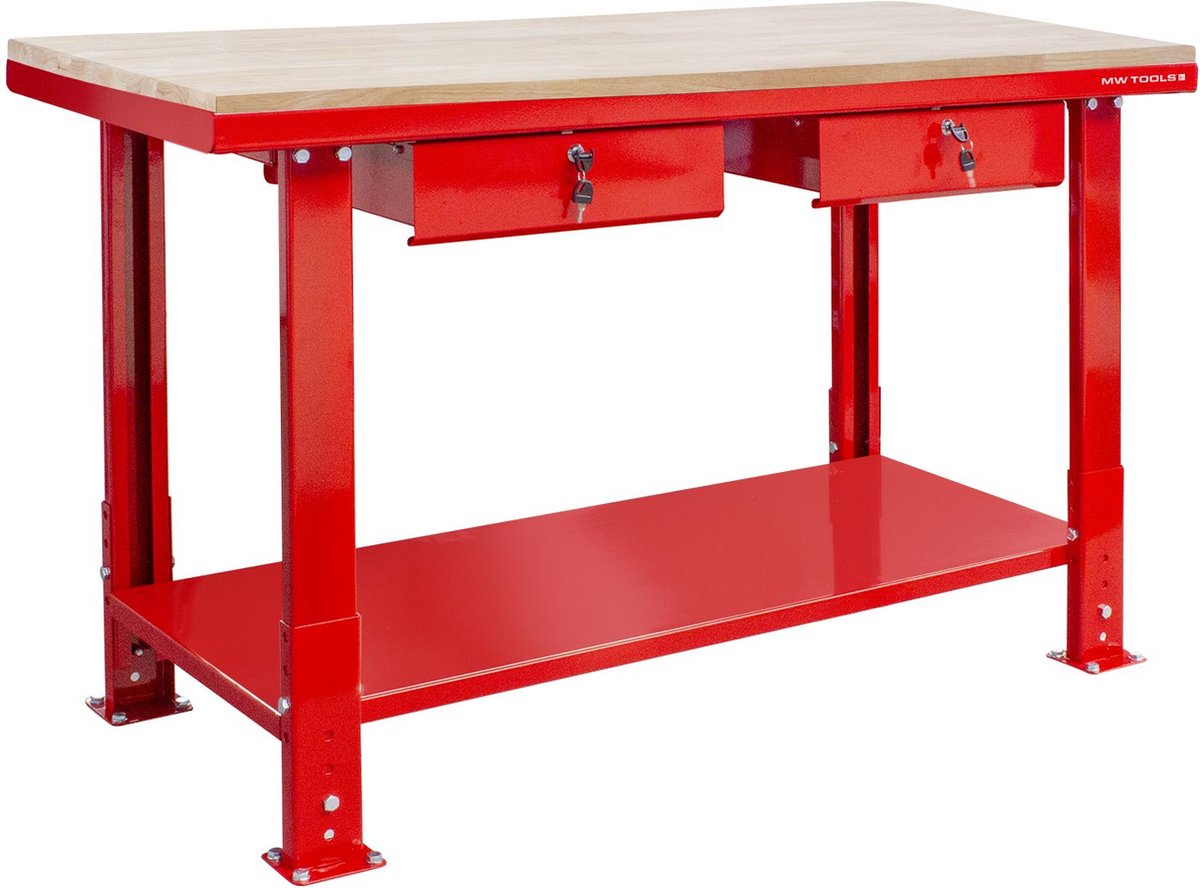 MW Tools Werkbank 150 cm met verstelbare voeten MDF topblad 2 lades DER1500PW