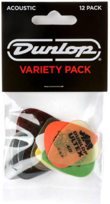 Dunlop PVP112 Acoustic Variety Plectrum 12-Pack - Plectra, light / medium, mix van 12 stuks