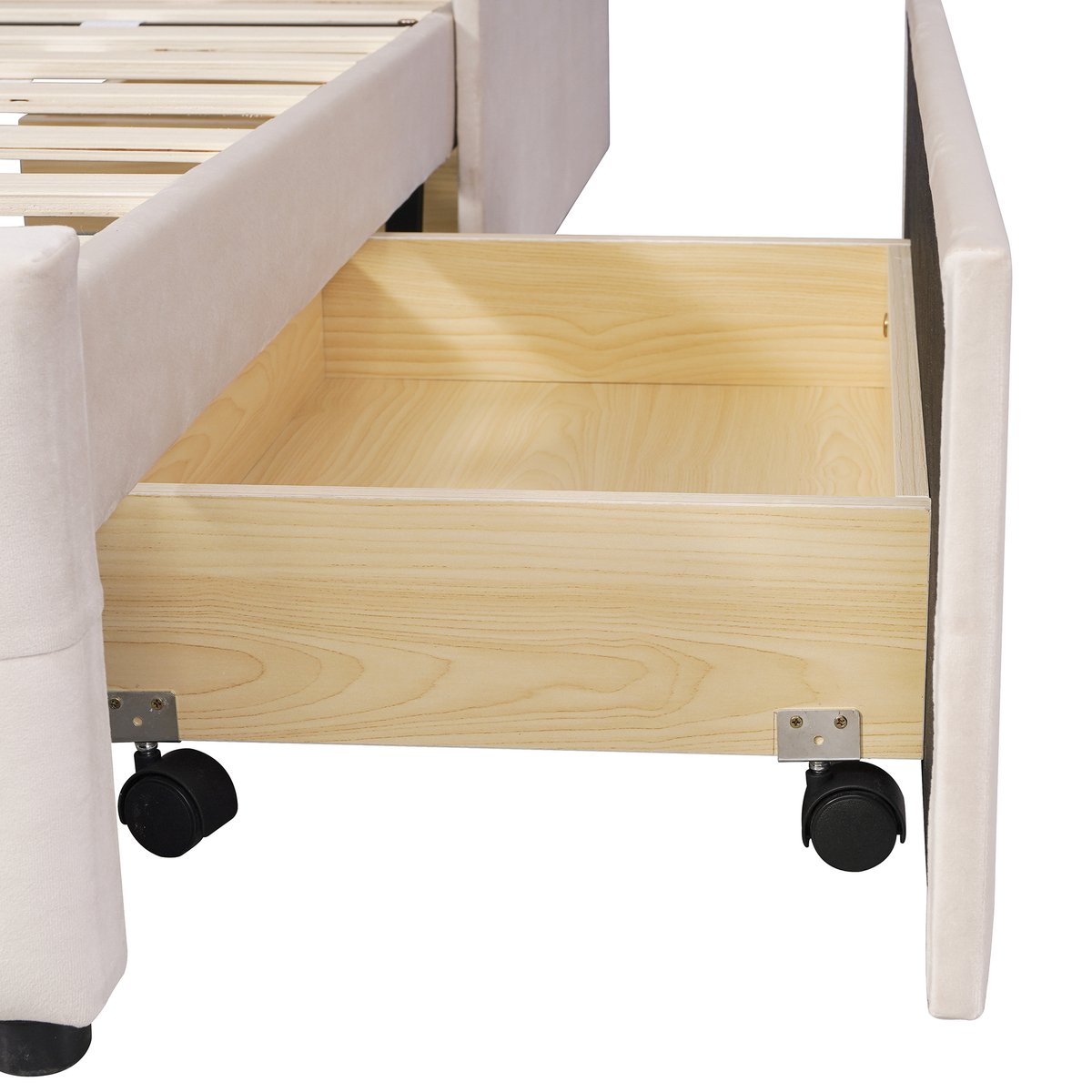 Gestoffeerd eenpersoonsbed met oplaadfunctie - 90x200cm - linnenstof