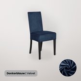BankhoesDiscounter® Velvet Stoelhoes - Maat L - Donkerblauw - Hoes voor uw Eetkamer stoelen - Stoelhoezen eetkamerstoelen