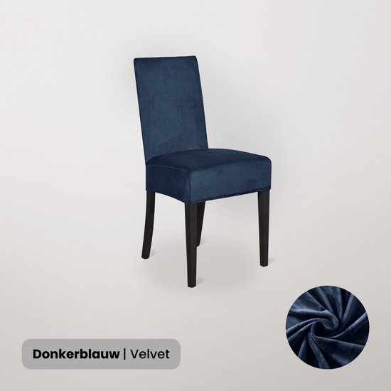 BankhoesDiscounter Velvet Stoelhoes – Donkerblauw – Eetkamer Stoelhoezen – Stoelhoezen Eetkamerstoelen – Stoelhoezen Stretch