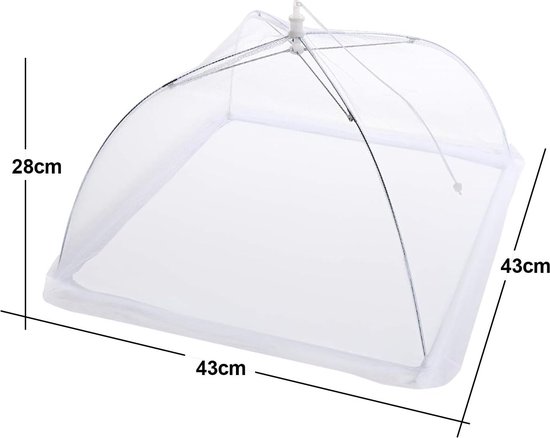 3 stuks opvouwbare taartafdekkingen, opvouwbare afdekhoezen voor levensmiddelen, taartafdekking, vliegenscherm, 40 cm afdekhoes voor eten, voor fruit, eten, picknick, BBQ, houdt vliegen kevers, wit