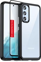 Nuvex Hoesje Geschikt voor Samsung Galaxy A54 Zwart en Transparant Telefoonhoesje - Anti-Shock Case Cover met 2x Screenprotector