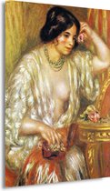 Gabrielle met sieraden - Pierre-Auguste Renoir schilderijen - Vrouw wanddecoratie - Canvas schilderij Portret - Modern schilderij - Canvas schilderij woonkamer - Slaapkamer decoratie 75x100 cm