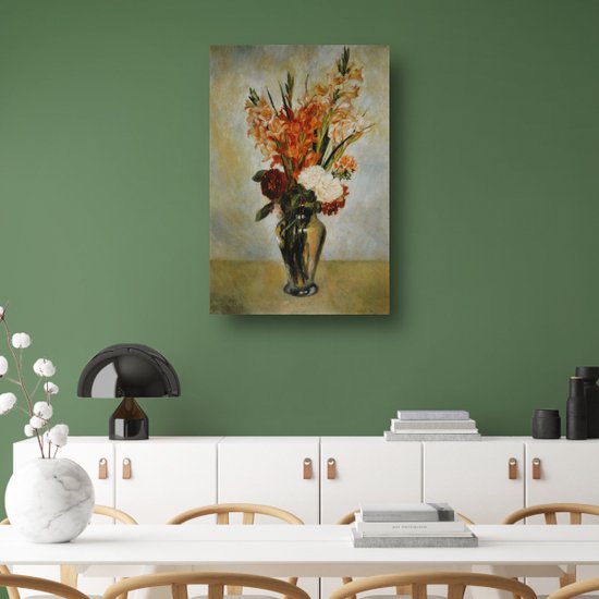 Gladiolen - Pierre-Auguste Renoir wanddecoratie - Bloemen schilderij - Schilderij op canvas Natuur - Schilderijen op canvas industrieel - Schilderijen canvas - Slaapkamer decoratie 40x60 cm
