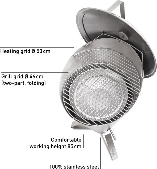 Höfats Cone Barbecue Houtskool - RVS - Ø60 cm - H 1,05 meter - Zwart/Zilver van Höfats — afbeelding 5