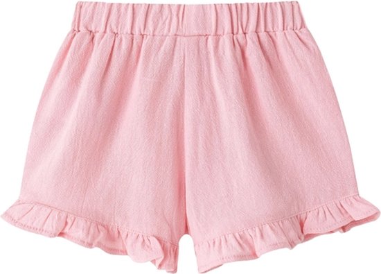 Short rose pour bébé avec volant aux finitions, taille 68