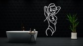 Vrouw5 - Silhouette - Metaalkunst - Wit - 80 cm- Line Art Decoratie - Muur Decoratie- Cadeau voor Vrouw- Inclusief ophangsysteem