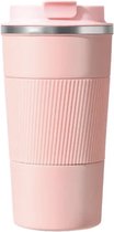 Premium RVS Koffiebeker To Go - Thermosbeker - Travel Mug voor Koffie en Thee - Theebeker - 380ml - RVS - Roze