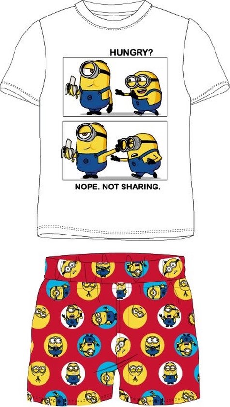Short/pyjama Minions Ça vous fait faim ? coton rouge taille 110