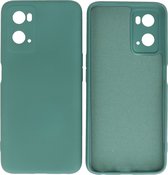 Hoesje Geschikt voor OPPO A76 4G - Fashion Telefoonhoesje Backcover - Siliconen Hoesje - Donker Groen