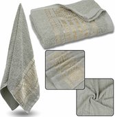 Muntkatoenen Handdoek met Gouden Borduursel, Handdoek 48x100 cm