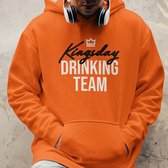 Oranje Koningsdag Hoodie Kingsday Drinking Team - Maat M - Uniseks Pasvorm - Oranje Feestkleding