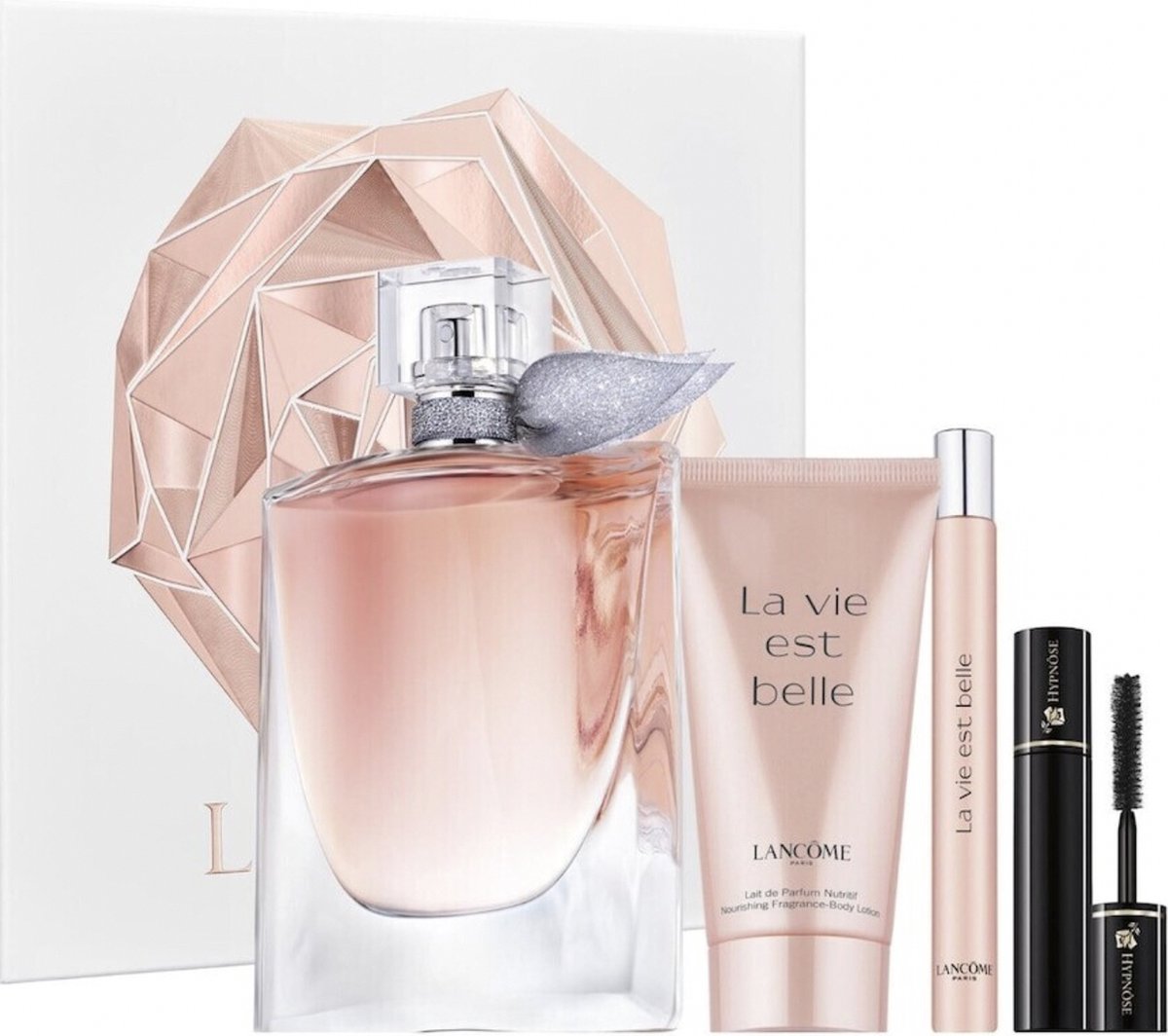 Goedkoopste Lancome La Vie est Belle - Geschenkset - 100 ml Eau de parfum 10 ml Pocketspray 50 ml Body Lotion Mascara volume 2 ml