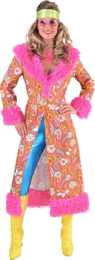 Hippie Mantel Paisley Dames Oranje/Pink - Maat 2XL/3XL
