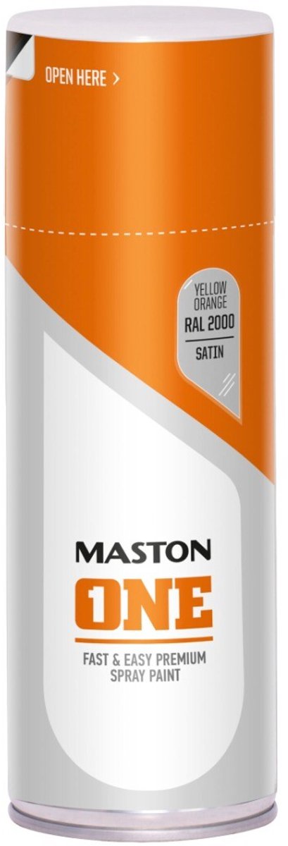 Maston ONE - spuitverf - zijdeglans - geeloranje (RAL 2000) - 400 ml - spuitbus verf