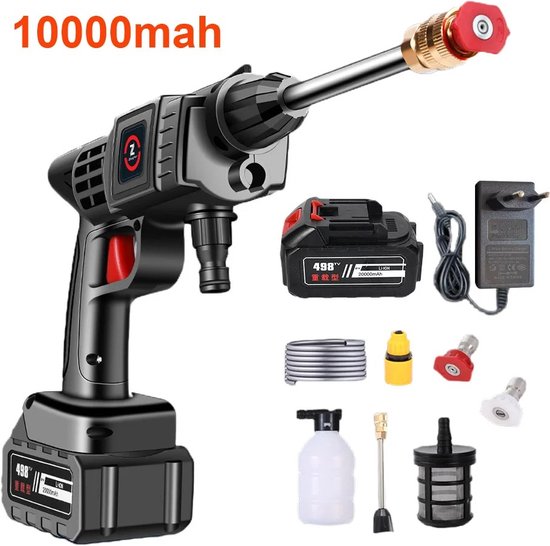Elektrische hogedrukreiniger – 200W – Draadloos – 10000Mah batterij – Hogedrukreinigers – Terrasreiniger – 21V Accu – Auto Wassen – Water – Met hogedrukreinigeraccessoires – Reinigingsmachine
