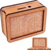 Spaarpot houten kist | Geldbank voor kinderen - 17 x 12,5 x 7 cm (lichtbruin)